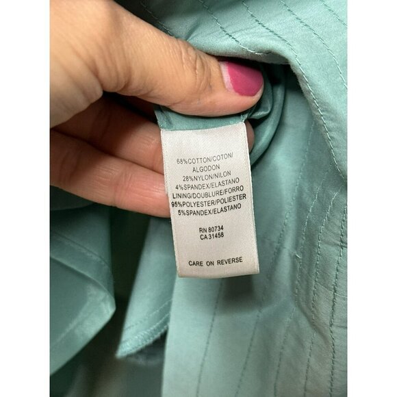 BCBGMAXAZRIA Women's 2 Light Green Knee Length Dress Crochet Pockets Coquette - Picture 15 of 16